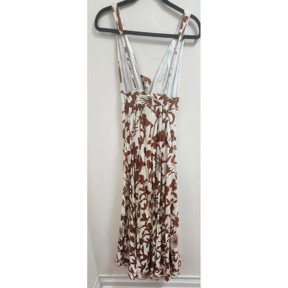 Aakaa Floral Maxi Dress Women Sz S Reddish Brown & White Summer - Picture 8 of 14